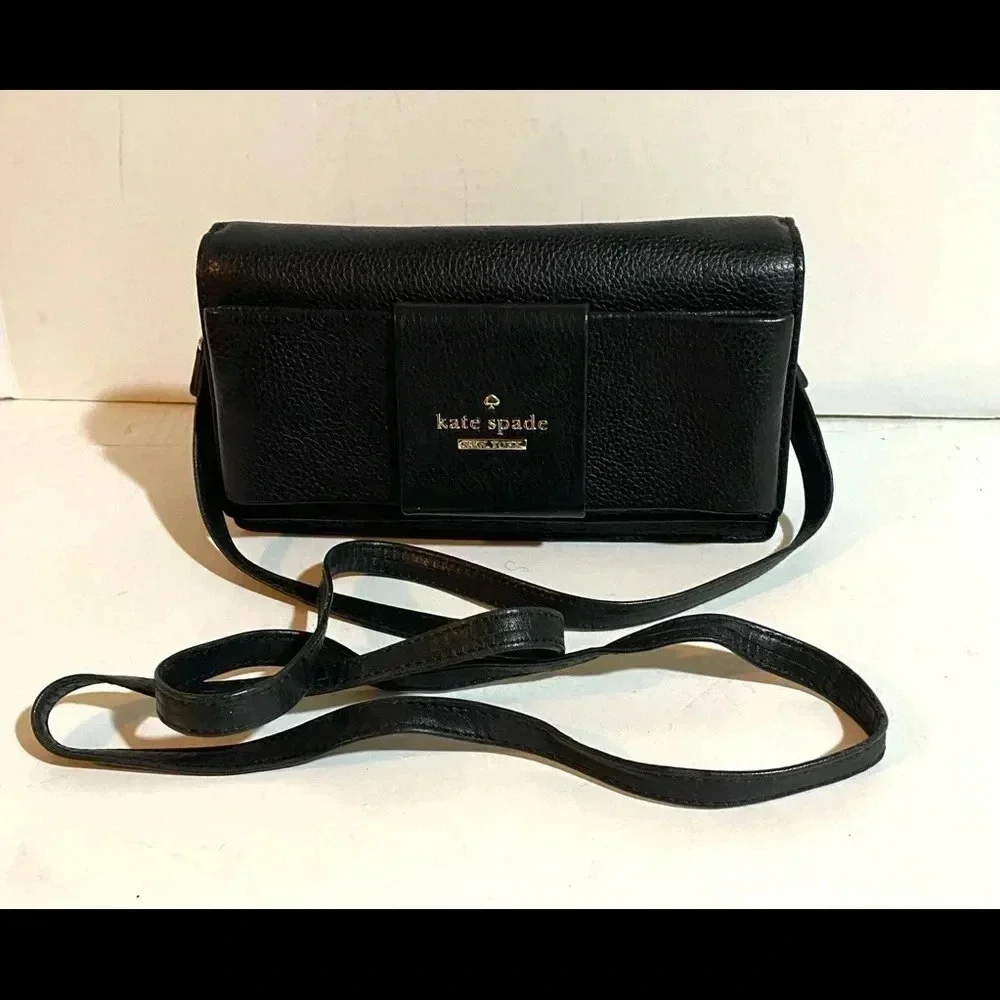 Kate spade black leather crossbody handbag